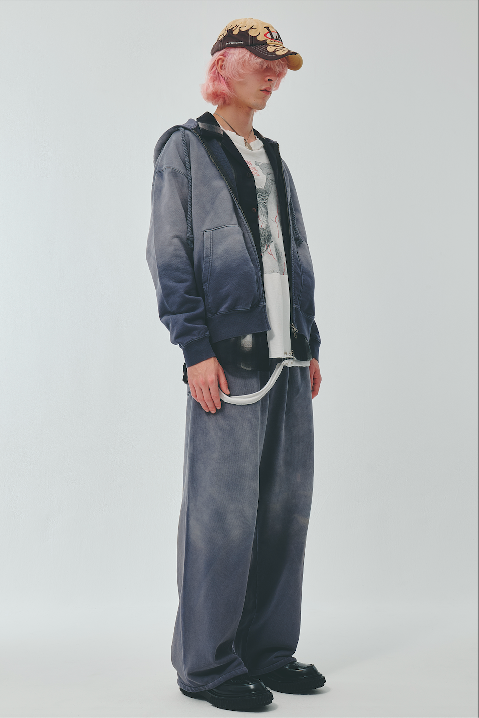 TYPE-003 Faded Heavy Zip Hoodie DARKNAVY