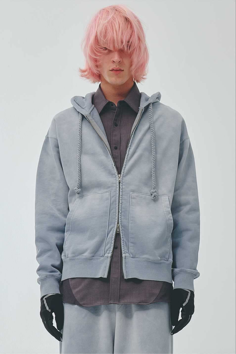 TYPE-003 Faded Heavy Zip Hoodie BLUEGRAY