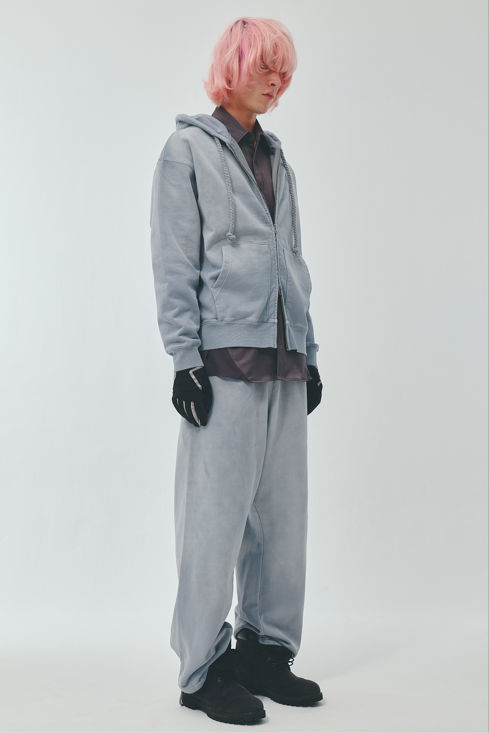 TYPE-003 Faded Heavy Zip Hoodie BLUEGRAY