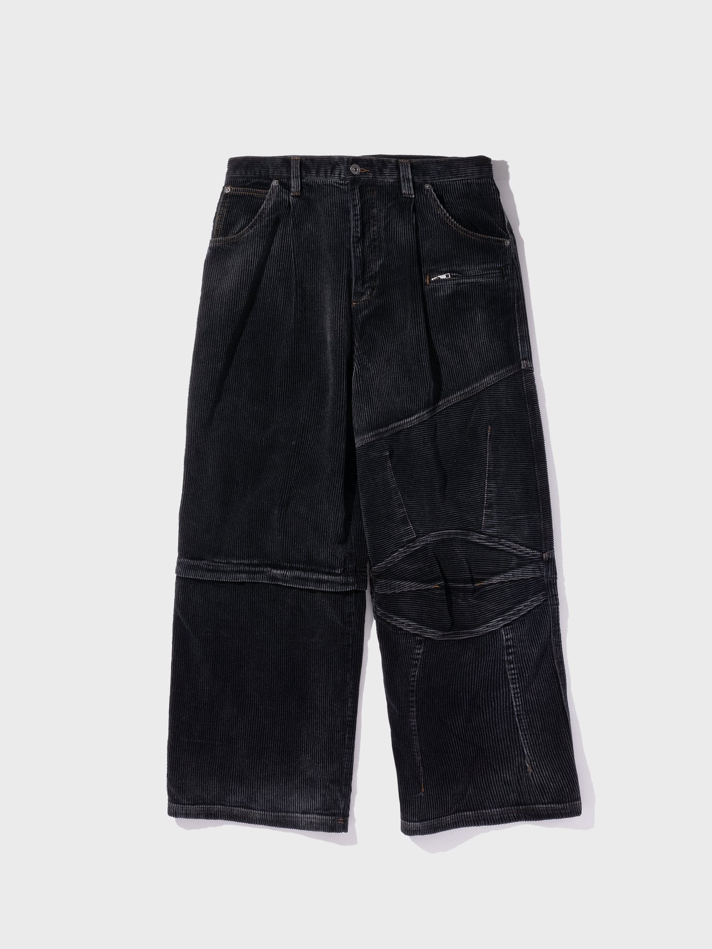 Faded Corduroy Detachable&Riders Five Pocket Pants BLACK