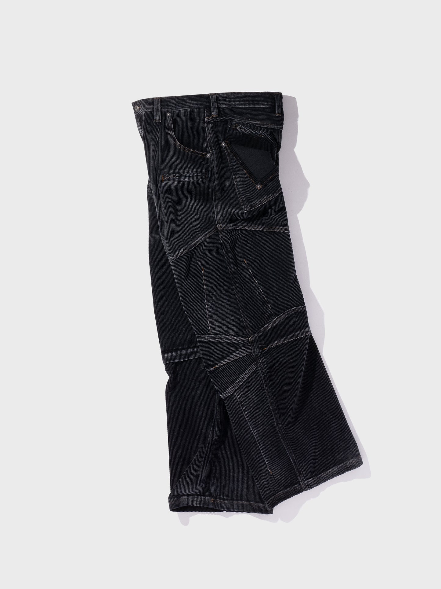Faded Corduroy Detachable&Riders Five Pocket Pants BLACK
