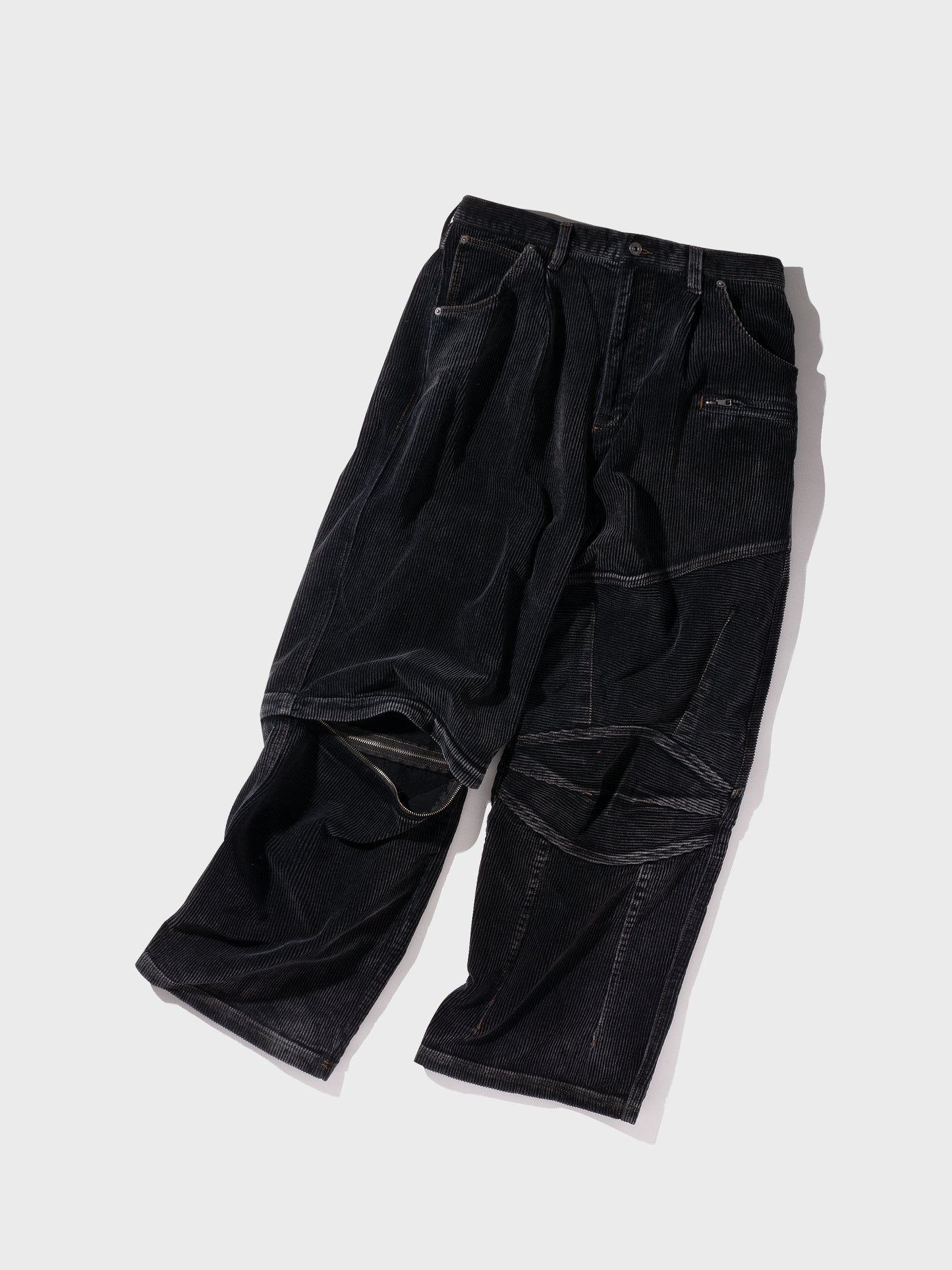 Faded Corduroy Detachable&Riders Five Pocket Pants BLACK