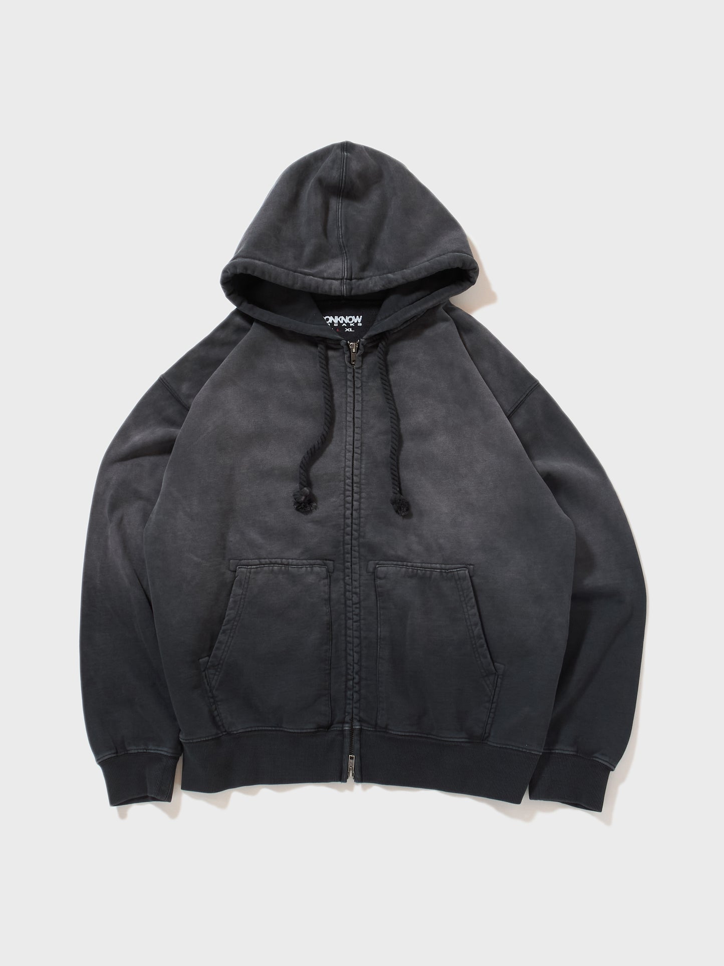 TYPE-003 Faded Heavy Zip Hoodie BLACK