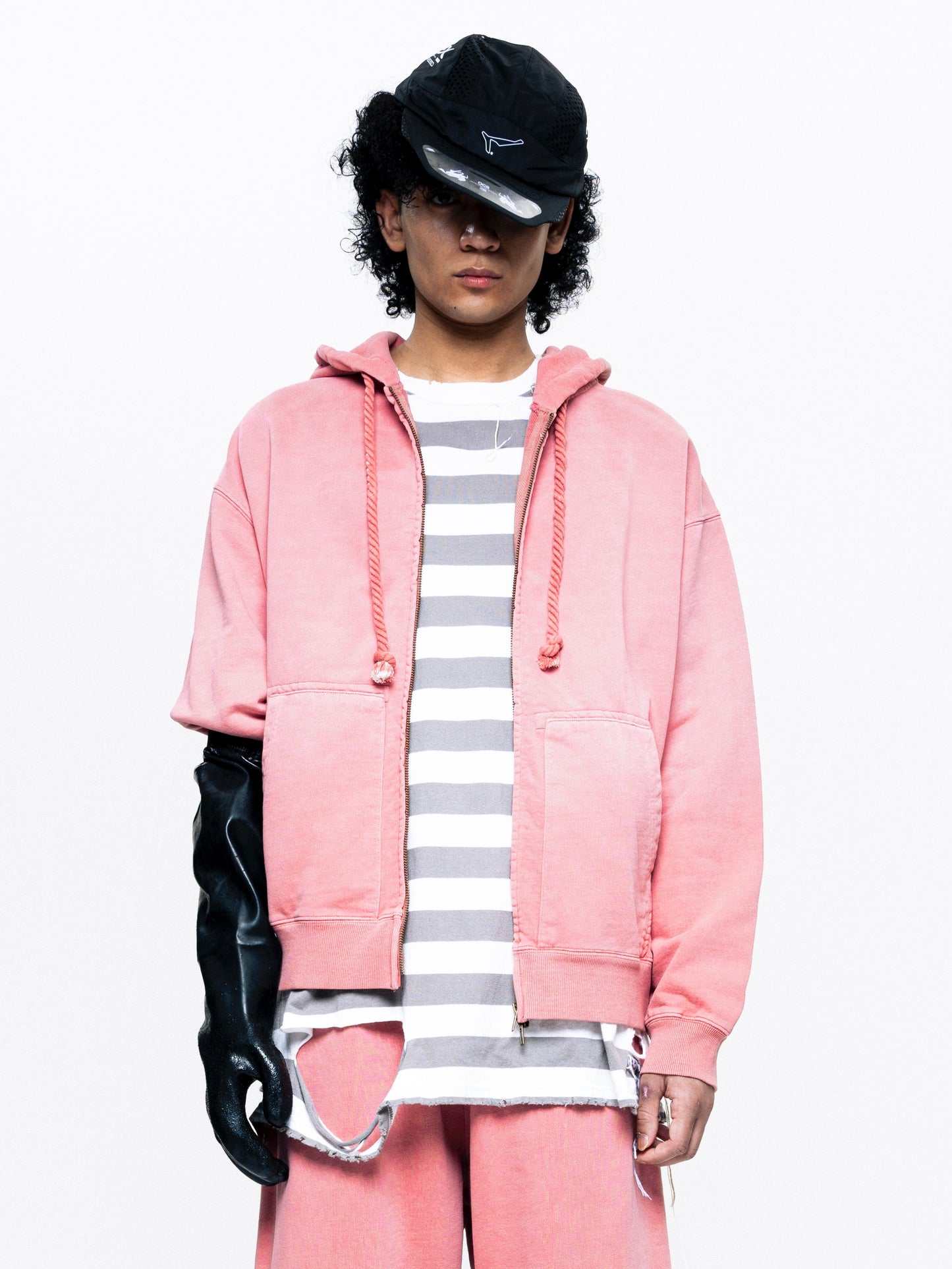 TYPE-003 Faded Heavy Zip Hoodie PINK