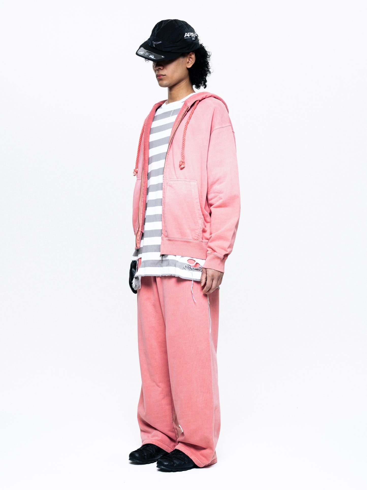 TYPE-003 Faded Heavy Zip Hoodie PINK