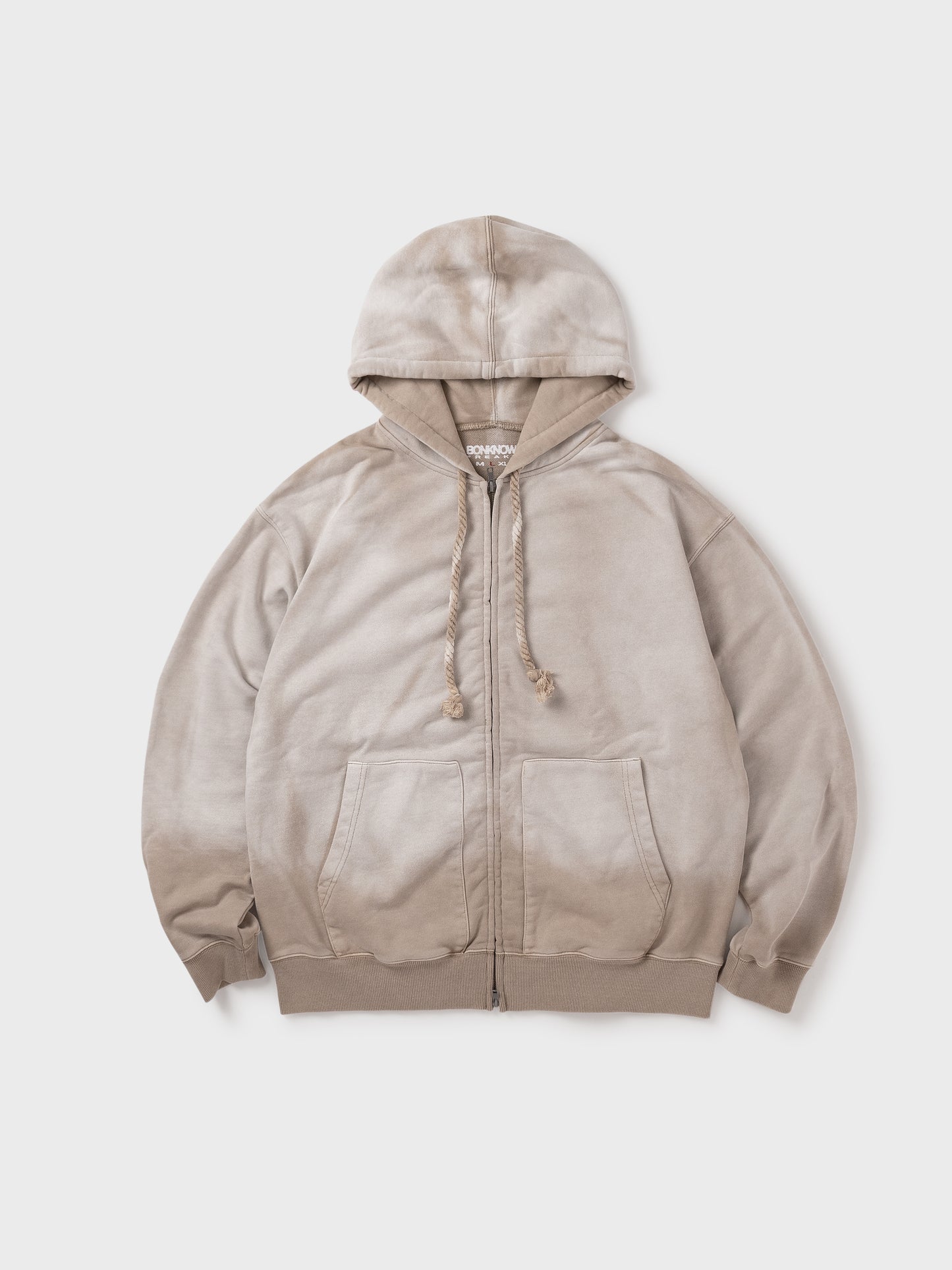 TYPE-003 Faded Heavy Zip Hoodie BEIGE